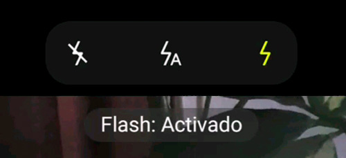 flash en el movil activado